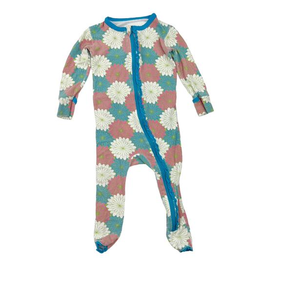 Kickee Pants Tropical Flowers Ruffle Coverall - Picture 1 of 7